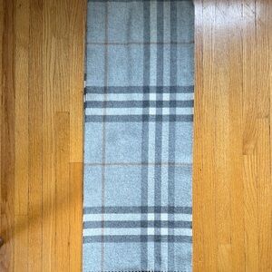 Burberry Light Gray and Tan Checkered Scarf